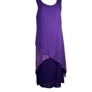 Phool Dress 1X Boho Shades of Purple Lavender 4 Layer Sleeveless Rayon Flowy